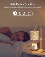 Candle Warmer Lamp with Timer & Dimmer – Adjustable Height, 7 LED Colors, Rattan Shade Gift for Mom - Image 2