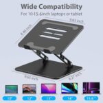 Adjustable Laptop Stand for Desk - Foldable Ergonomic Metal Riser with Ventilation, Portable Notebook Holder Compatible with 10-15.6" Laptops - Image 5