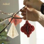 Christmas Honeycomb Ornaments - 6 PCS 3D Mini Glitter Edge Paper Decorations for Christmas Tree, Holiday Party & New Year Home Decor (Green & Red) - Image 2