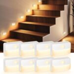 Motion Sensor LED Stair Lights - 8 Pack Battery Operated Night Lights for Indoor Stairs, Hallway & Closet