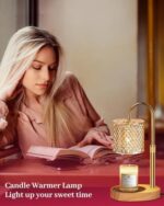 Candle Warmer Lamp with Timer & Dimmer – Adjustable Height, 7 LED Colors, Rattan Shade Gift for Mom - Image 5