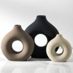 Ceramic Vase Set of 3 - Modern Decorative Vases for Home Decor, Small Living Room Centerpiece