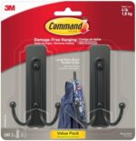 Command Matte Black Double Wall Hooks - Damage-Free Adhesive (4 lb Hold)