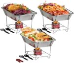 Disposable Chafing Dish Buffet Set with Fuel - 3 Pack Food Warmers for Parties & Catering