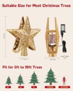 LED Christmas Tree Topper - Star Snowflake Projector Light | 10" Gold Hollowed Design - Image 7