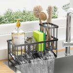 Cisily Kitchen Sink Caddy Organizer - 304 Stainless Steel Sponge Holder with Brush Holder