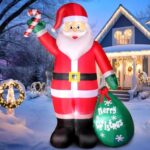 Christmas Inflatable Santa 8 FT - LED Outdoor Yard Decoration with Gift Bag Weatherproof