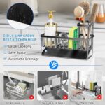 Cisily Kitchen Sink Caddy Organizer - 304 Stainless Steel Sponge Holder with Brush Holder - Image 2