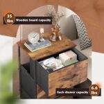 WLIVE 3-Drawer Dresser with Fabric Organizer - Rustic Brown Nightstand for Bedroom & Storage - Image 6
