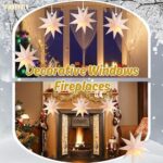 White 3D Paper Star Lanterns (Set of 3) – Foldable 9-Point Christmas Hanging Stars for Festive Decoration, Weddings, Home, and Window Display - Image 3