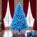 Blue Christmas Tree 6.5ft Pre-Lit – 300 LED Lights Artificial Holiday Decor - Image 2