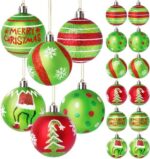 Christmas ball ornaments 2.4 inch red and green shatterproof glitter set of 12 pieces for tree decoration