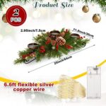 4-Piece Christmas Table Centerpiece Set - LED Candle Holders with Fairy Lights & Pine Cone Decor - Image 2