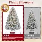 6ft Pre-Lit Snow Flocked Christmas Tree - 250 Warm White Lights, 820 Branch Tips, Easy Hinged Assembly - Image 4