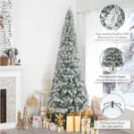 7.5ft Frosted Prelit Christmas Tree - Salzburg Slim Artificial Tree with 1102 Branch Tips, 350 Warm Lights & Metal Stand - Image 2