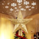 LED Christmas Tree Topper - Star Snowflake Projector Light | 10" Gold Hollowed Design