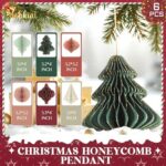 Christmas Honeycomb Ornaments - 6 PCS 3D Mini Glitter Edge Paper Decorations for Christmas Tree, Holiday Party & New Year Home Decor (Green & Red) - Image 5