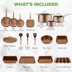 Nutrichef 20-Piece Nonstick Cookware Set - Professional Pots and Pans with Cool-Touch Handles - Image 2