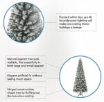 7.5ft Frosted Prelit Christmas Tree - Salzburg Slim Artificial Tree with 1102 Branch Tips, 350 Warm Lights & Metal Stand - Image 4
