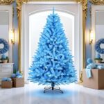 Blue Christmas Tree 6.5ft Pre-Lit – 300 LED Lights Artificial Holiday Decor - Image 5