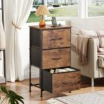 WLIVE 3-Drawer Dresser with Fabric Organizer - Rustic Brown Nightstand for Bedroom & Storage - Image 9