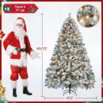 6ft Pre-Lit Snow Flocked Christmas Tree - 250 Warm White Lights, 820 Branch Tips, Easy Hinged Assembly - Image 3