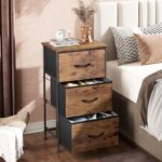 WLIVE 3-Drawer Dresser with Fabric Organizer - Rustic Brown Nightstand for Bedroom & Storage - Image 2