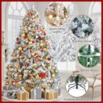 6ft Pre-Lit Snow Flocked Christmas Tree - 250 Warm White Lights, 820 Branch Tips, Easy Hinged Assembly - Image 5
