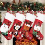 Christmas Stockings 4 Pack, 19 Inch with Santa, Snowman, Reindeer & Penguin Design