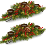4-Piece Christmas Table Centerpiece Set - LED Candle Holders with Fairy Lights & Pine Cone Decor