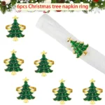 Christmas Napkin Rings Set of 6 - Xmas Tree Design Holiday Table Decor - Image 4