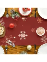 1 Christmas Snowflake Merry Christmas Printed Table Runner 2D Flat Print Festive Decor Christmas Dining Table Decoration Classic - Image 3