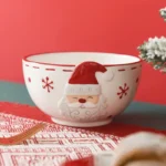 Nordic Christmas Ceramic Bowl - Embossed Fruit Salad Dish - Image 3