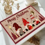 Linen Christmas Placemats Set - Santa Claus Print Holiday Table Decor - Image 3