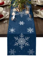 Christmas Navy Blue Snowflake Table Runner - Winter Xmas Decor for Kitchen/Dining Table, Christmas Decoration - Image 4