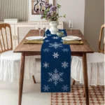 Christmas Navy Blue Snowflake Table Runner - Winter Xmas Decor for Kitchen/Dining Table, Christmas Decoration - Image 2
