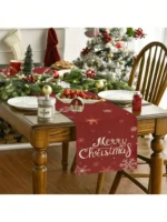 1 Christmas Snowflake Merry Christmas Printed Table Runner 2D Flat Print Festive Decor Christmas Dining Table Decoration Classic - Image 2