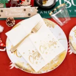 Gold Christmas Dinnerware Set - 175Pc Disposable Plates - Image 6