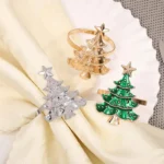 Christmas Napkin Rings Set of 6 - Xmas Tree Design Holiday Table Decor - Image 3