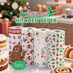 Christmas Kitchen Paper Towels - 3 Ply Disposable Cleaning Rolls Strong Absorbent