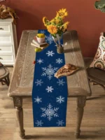Christmas Navy Blue Snowflake Table Runner - Winter Xmas Decor for Kitchen/Dining Table, Christmas Decoration - Image 3