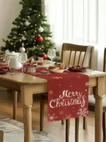 1 Christmas Snowflake Merry Christmas Printed Table Runner 2D Flat Print Festive Decor Christmas Dining Table Decoration Classic