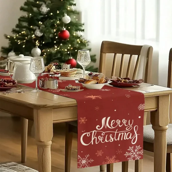 1 Christmas Snowflake Merry Christmas Printed Table Runner 2D Flat Print Festive Decor Christmas Dining Table Decoration Classic