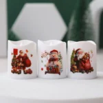 LED Christmas Candles Set of 6 - Flameless Santa Snowman Holiday Decor - Image 2