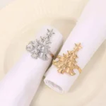 Christmas Napkin Rings Set of 6 - Xmas Tree Design Holiday Table Decor - Image 5