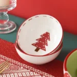 Nordic Christmas Ceramic Bowl - Embossed Fruit Salad Dish - Image 4
