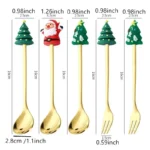 Christmas Snowman Spoons Forks Set - Stainless Steel Holiday Cutlery for Dining - Image 2