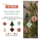 Christmas Honeycomb Ornaments - 6 PCS 3D Mini Glitter Edge Paper Decorations for Christmas Tree, Holiday Party & New Year Home Decor (Green & Red) - Image 8