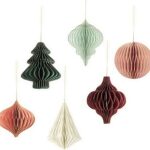 Christmas Honeycomb Ornaments - 6 PCS 3D Mini Glitter Edge Paper Decorations for Christmas Tree, Holiday Party & New Year Home Decor (Green & Red)