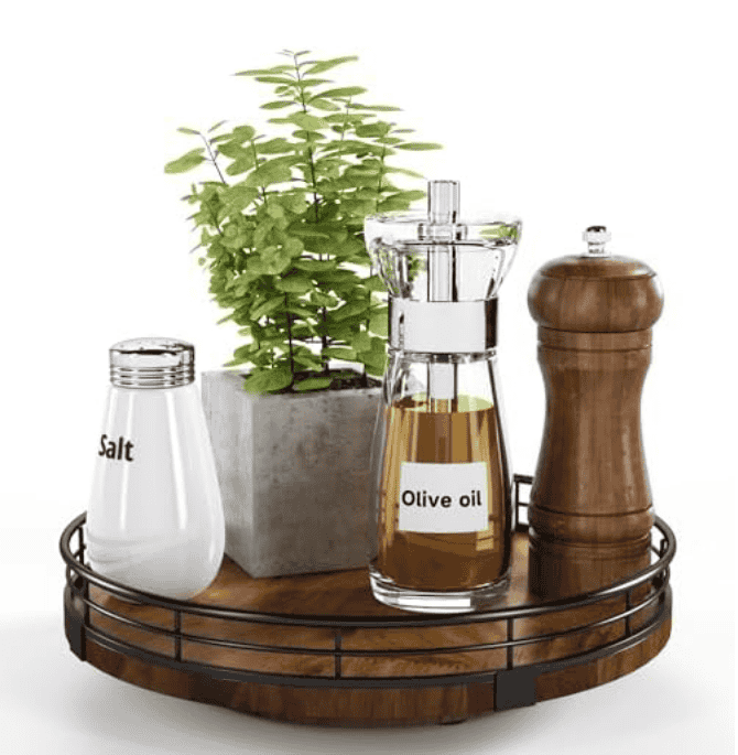 home and kitchen Lazy Susan 9 Inch - Premium Oak Wood Turntable for Kitchen Cabinet Organization - Image 1